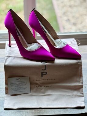 SJP by Sarah Jessica Parker Fuchsia Satin Pointed-Toe Stilettos